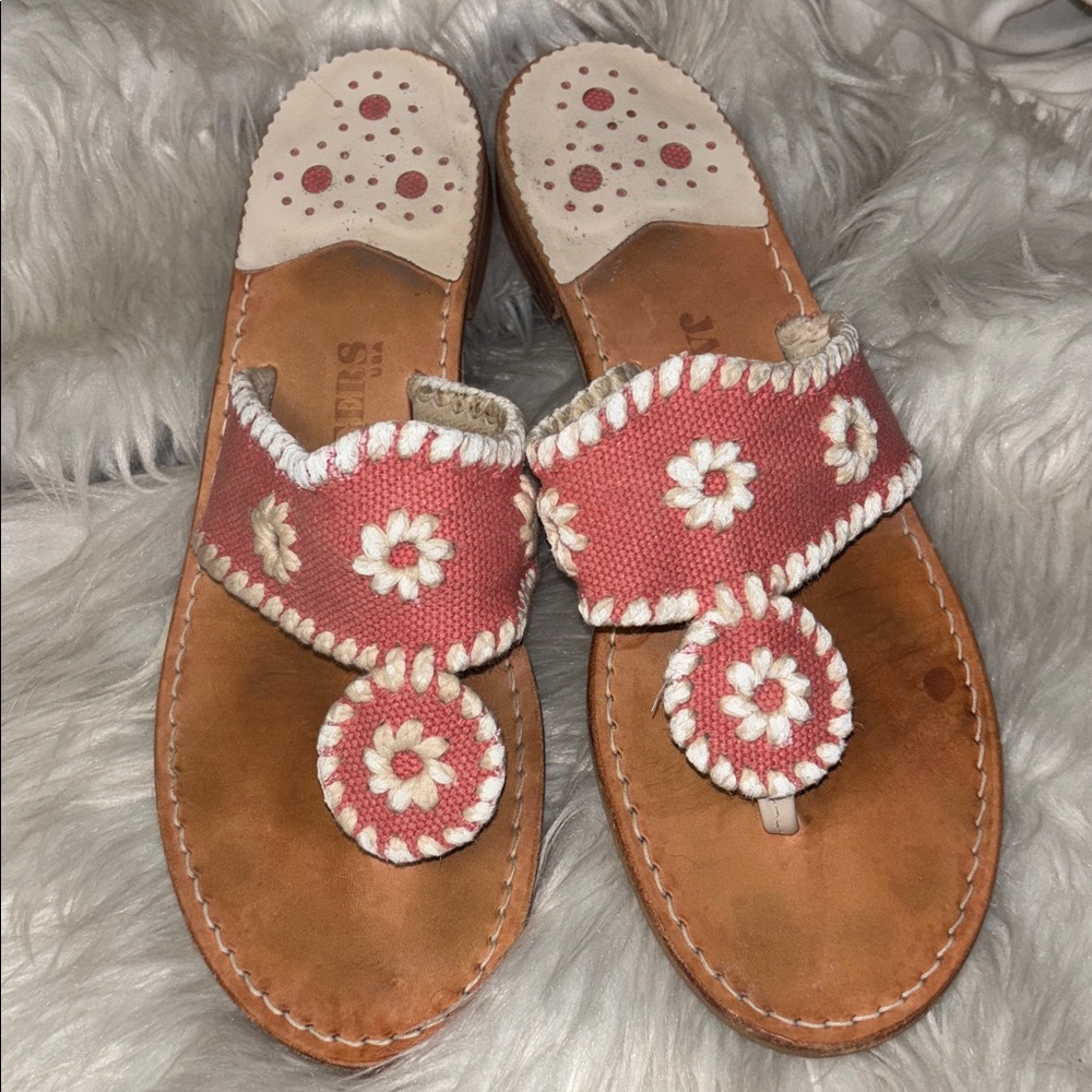 Pink & White Jack Rogers Sandals Flats Shoes Women’s Size 7